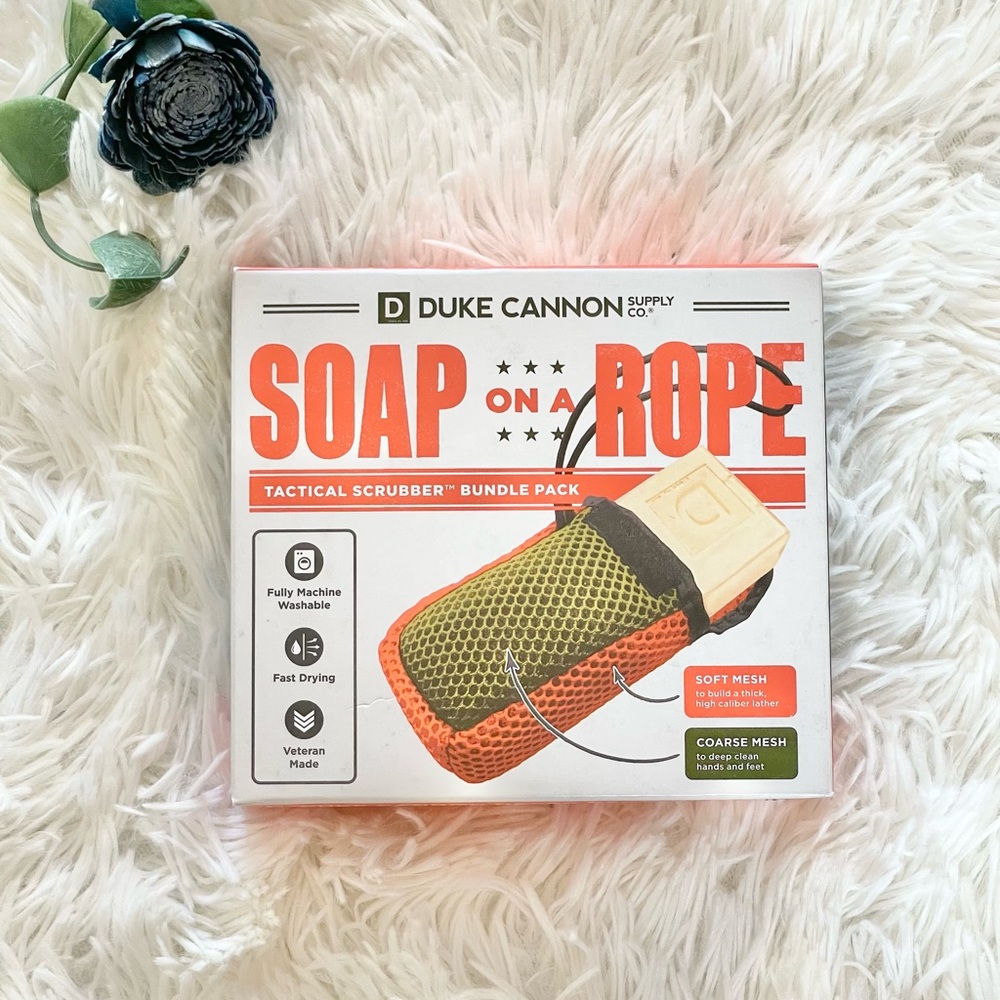 NWT DUKE CANNON SOAP ON A ROPE TACTICAL SCRUBBER BUNDLE PACK Soft & Coarse mesh